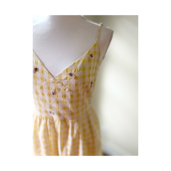 Zara Yellow Gingham Spaghetti-Strap Midi Dress - Picture 3 of 6